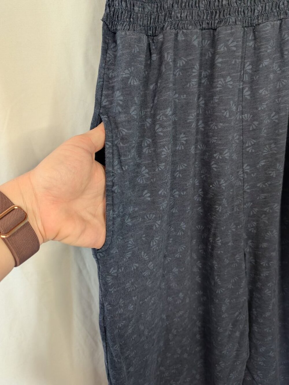Toad&Co Gemina Sleeveless Smocked Wide Leg Tie Shoulder Jumpsuit Navy Small S - Picture 7 of 10